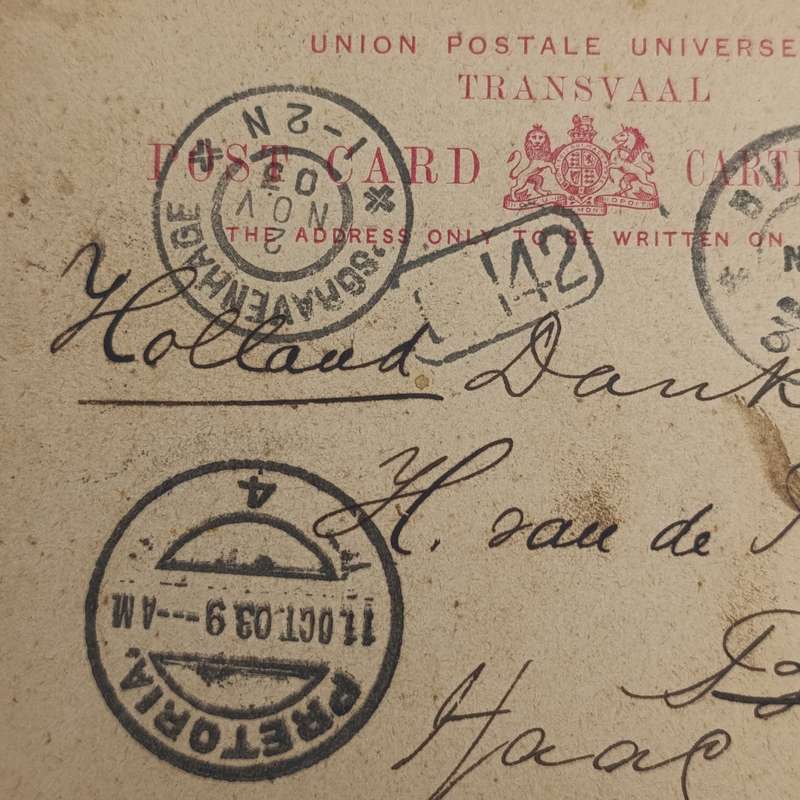 Transvaal one Penny postcard from Middelburg South Africa to Buesum Holland 10 October 1903