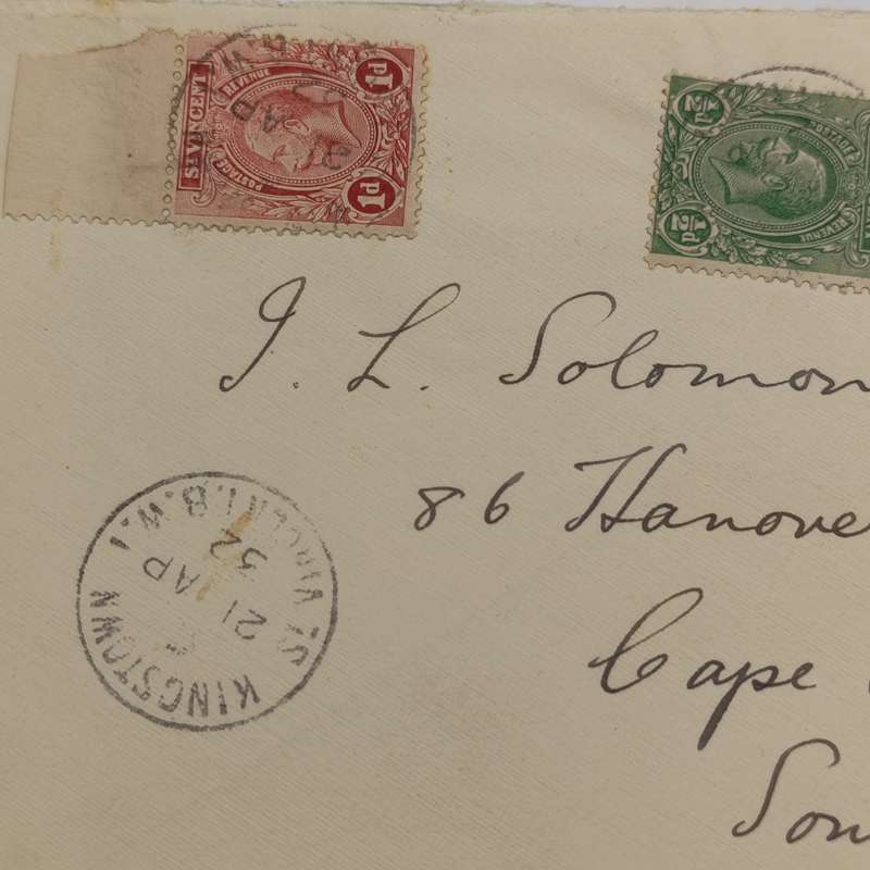 Postal Cover Kingston, ST. Vincent to Cape Town, South Africa cancelled 21 April 1932