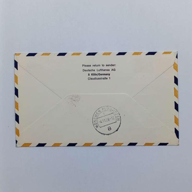 Lufthaiusa Airmail flight cover from Tripoli to munchen with 3 Libya stamps - November 1968