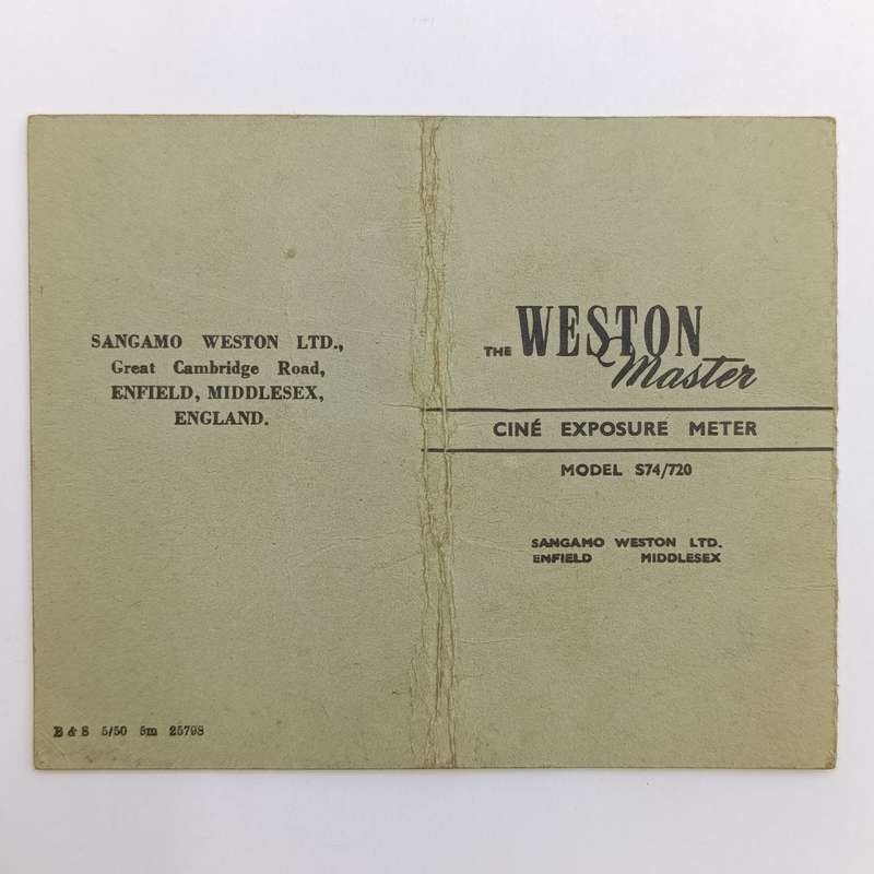 Instruction Book for the Model 574/720 Weston Master cine exposure meter