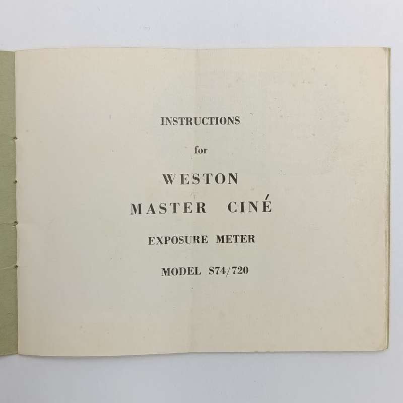 Instruction Book for the Model 574/720 Weston Master cine exposure meter