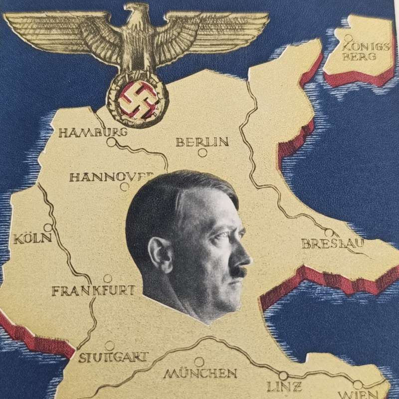 Hitler on map of Germany - 13 March 1938 Ein Volk - Ein Reich