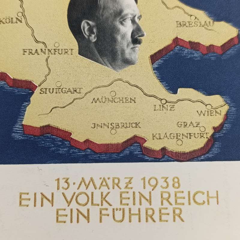 Hitler on map of Germany - 13 March 1938 Ein Volk - Ein Reich