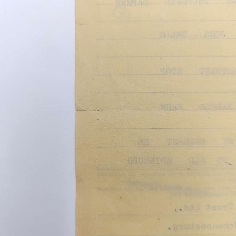 Telegram dated 1947 with 5 South African stamps - A Personal Telegram sent from South Africa to USA