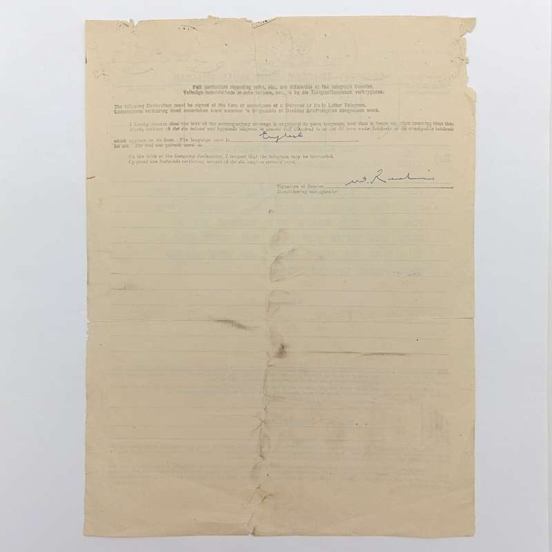 Telegram dated 1947 with 7 South African stamps - a personal Telegram sent from South Africa to USA
