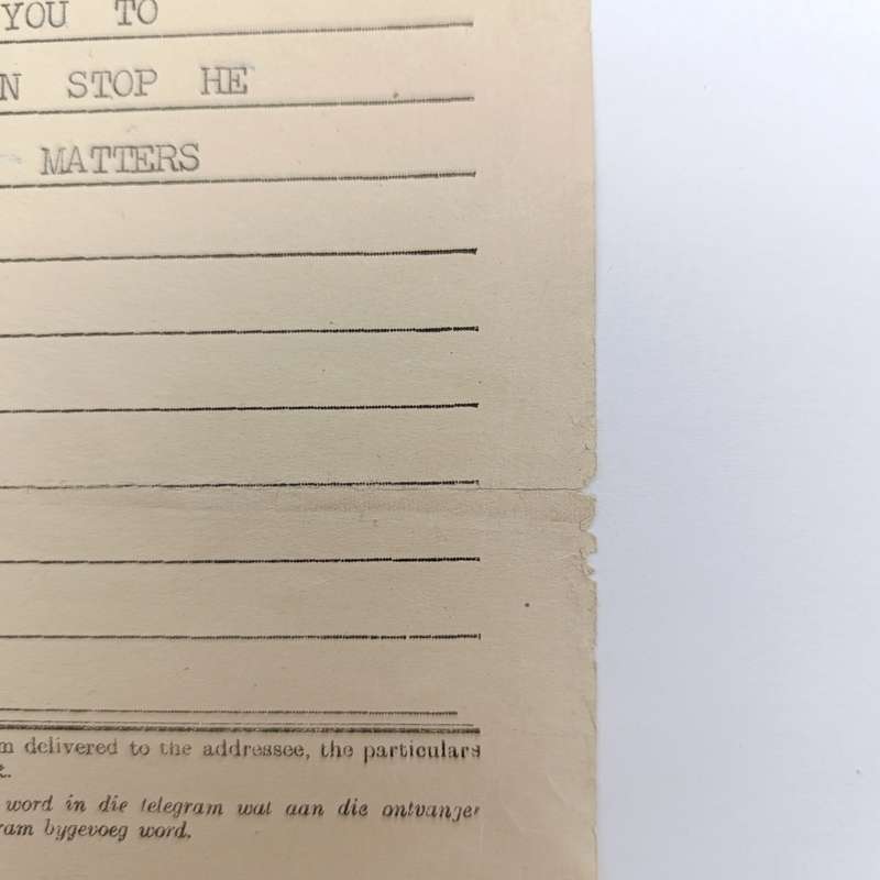 Telegram dated 1947 with 7 South African stamps - a personal Telegram sent from South Africa to USA