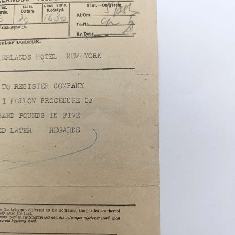 Telegram dated 1947 with 9 South African stamps - Personal Telegram sent from South Africa to USA