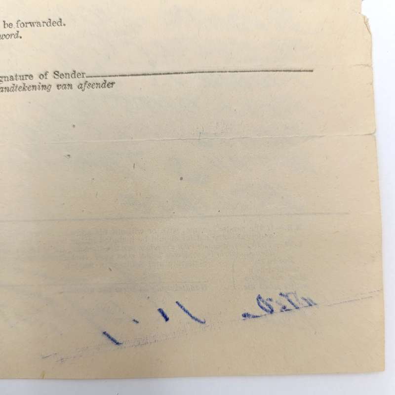 Telegram dated 1947 with 9 South African stamps - A stock report sent from South Africa to USA