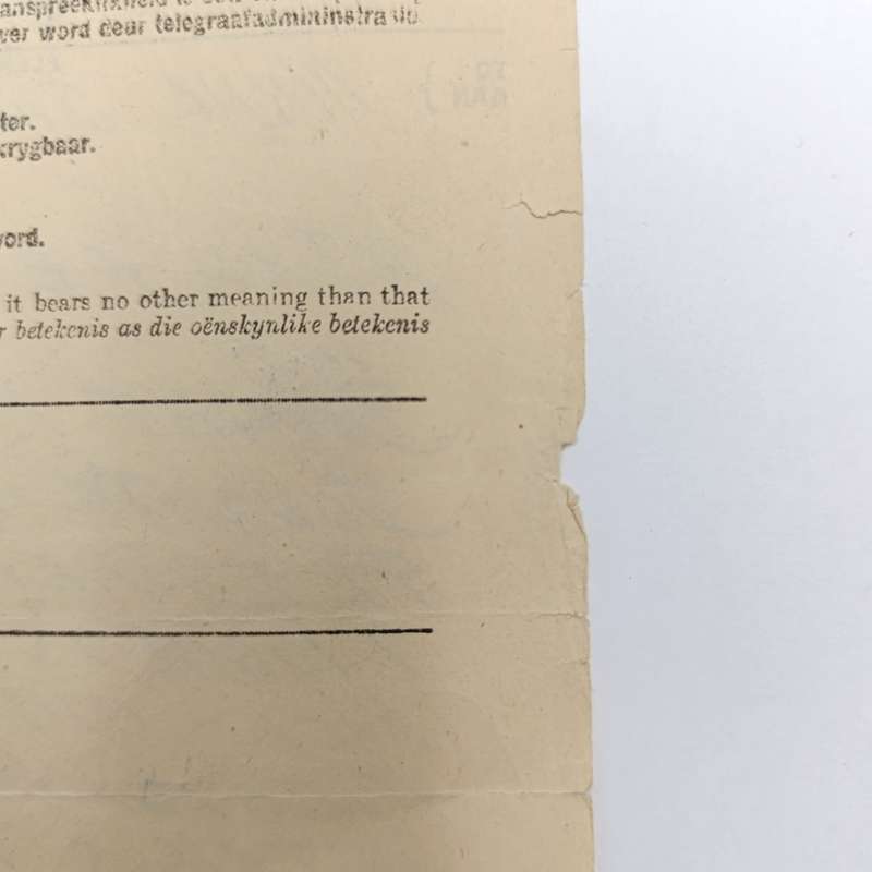 Telegram dated 1947 with 9 South African stamps - A stock report sent from South Africa to USA