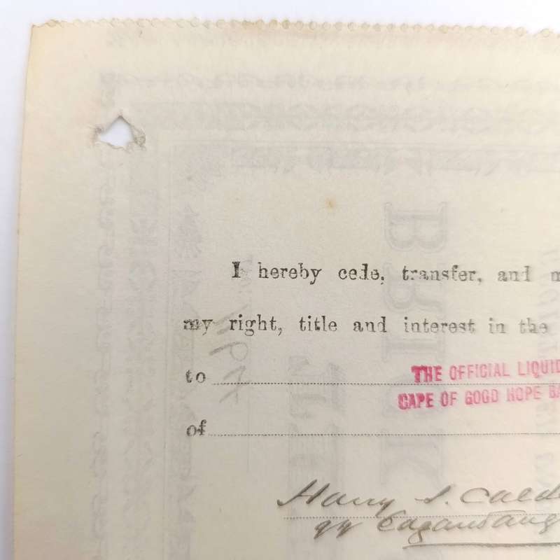 Share certificate dated 7th of October 1889 for The Johannesburg Brick and Tile Company
