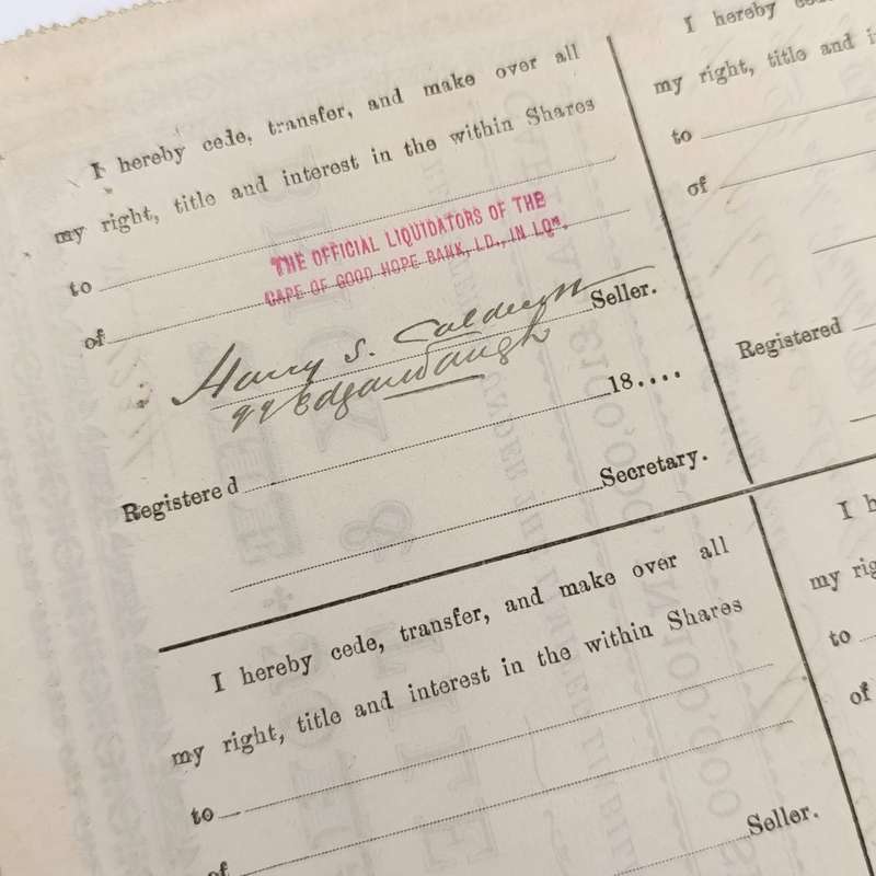 Share certificate dated 1st of November 1889 for The Johannesburg Brick and Tile Company