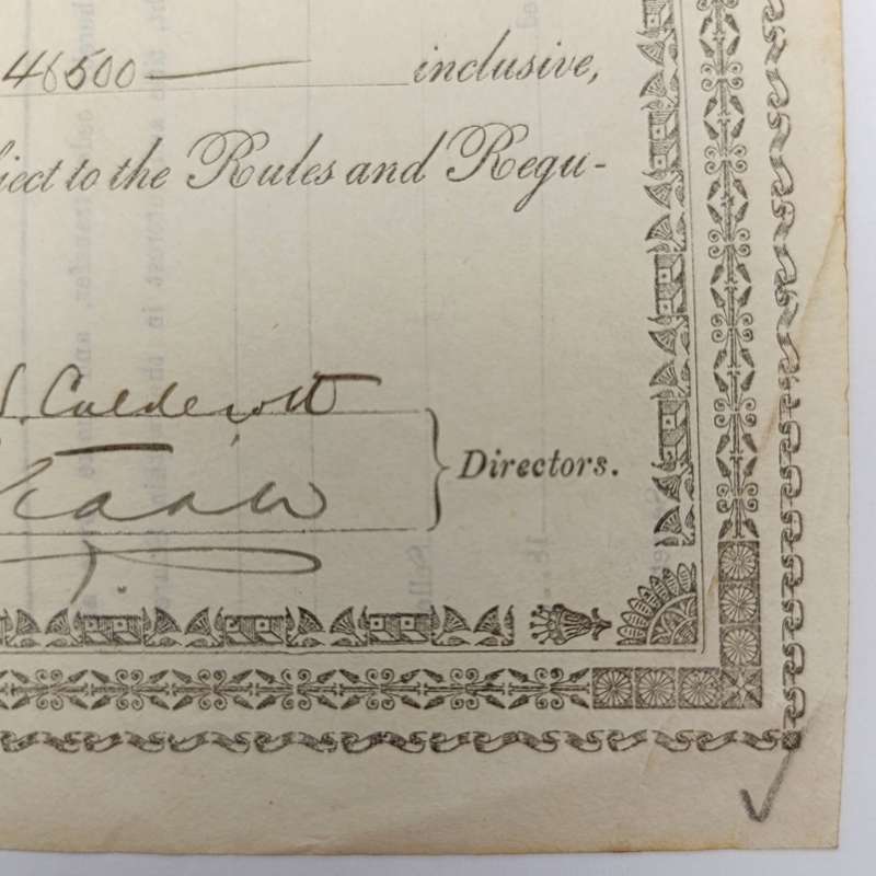 Share certificate dated 6th of June 1889 for The Johannesburg Brick and Tile Company