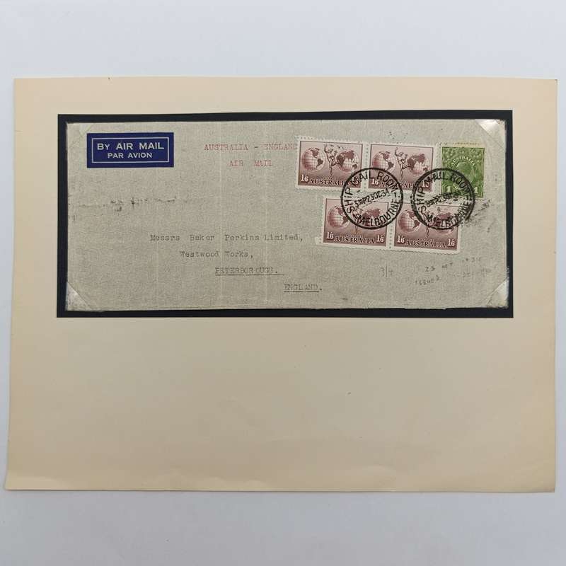 Original letter posted 23 October 1934 in Melbourne Australia in the ships mail room by Air mail