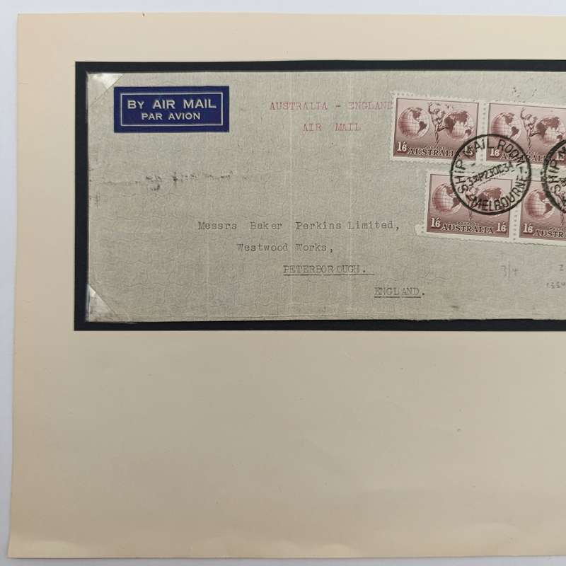 Original letter posted 23 October 1934 in Melbourne Australia in the ships mail room by Air mail