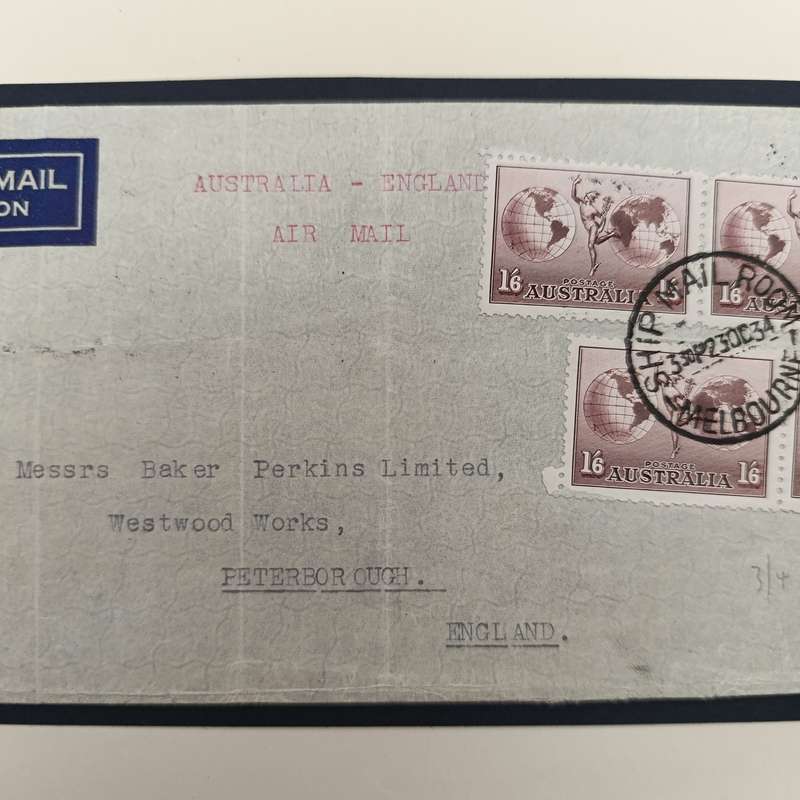 Original letter posted 23 October 1934 in Melbourne Australia in the ships mail room by Air mail