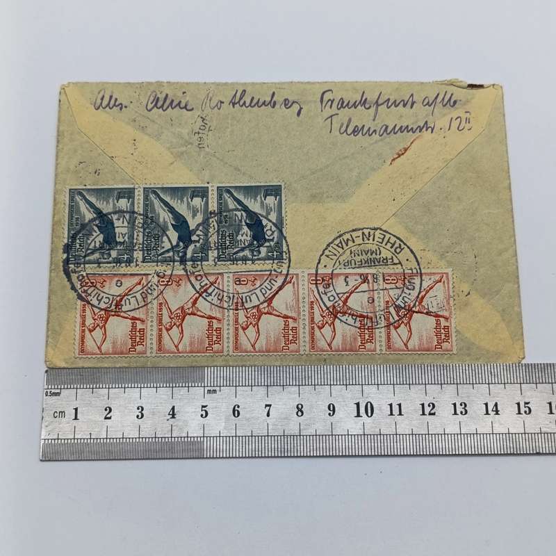 Olympic Flight cover flown 1/8/36 on the Airship Hindenburg with Olympia flight 1936 pink cancel