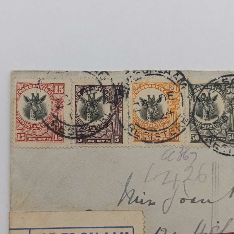 Postal History cover registered from Dar es Salaam, Tanzania to Grahamstown,South Africa