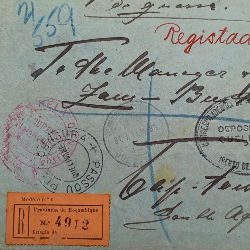 German P.O.W cover - G.E.A - captured and interned in Quelimane - sent free and registered