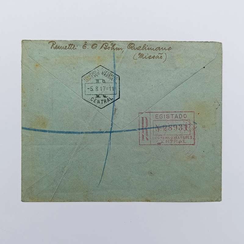German P.O.W cover - G.E.A - captured and interned in Quelimane - sent free and registered