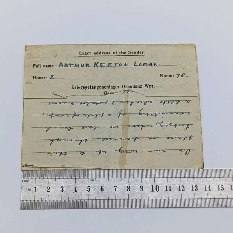 Prisoner of War letter from Graudenz Poland to Heilbron, South Africa with various prison camp