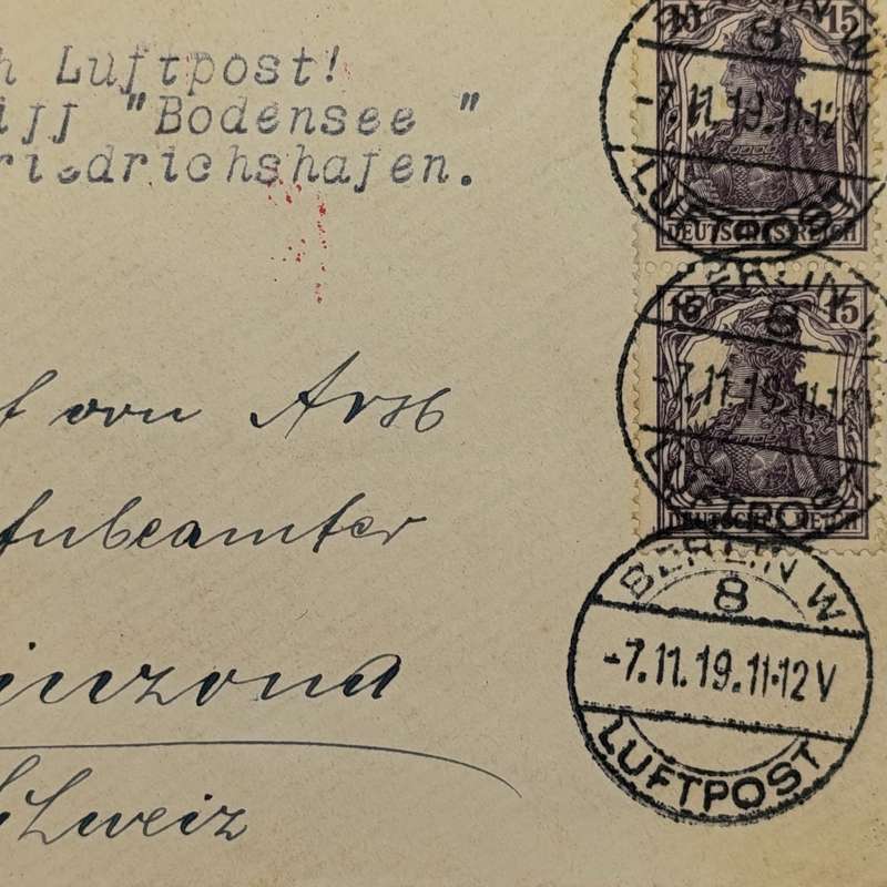 Flight Cover for the Zeppelin "Bodensee" from Berlin to Friedrichshafen on 7/11/1919
