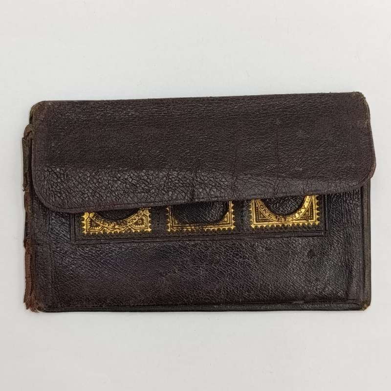 Antique leather stamp wallet