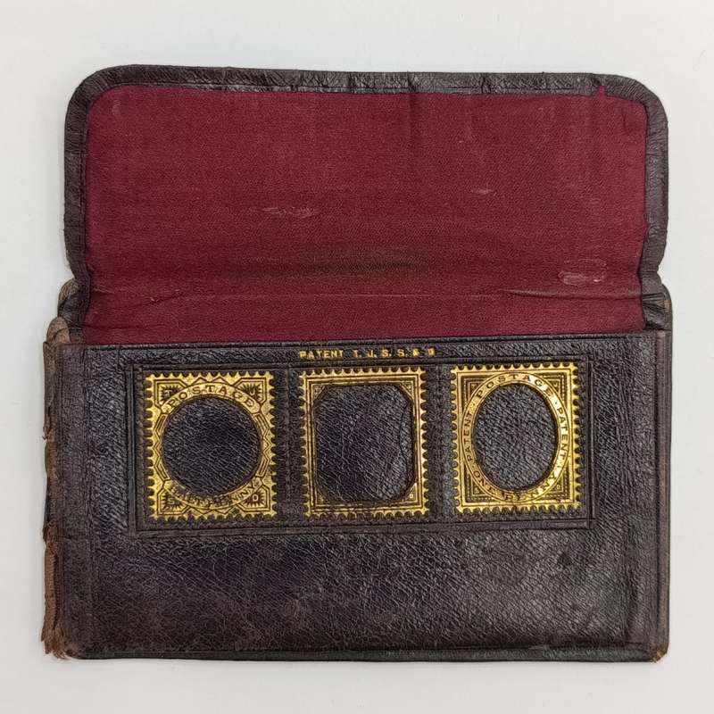 Antique leather stamp wallet