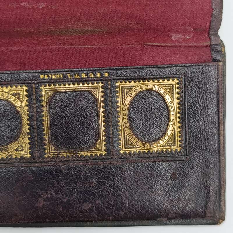 Antique leather stamp wallet