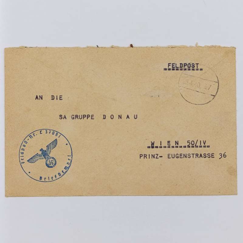 WW2 German Feldpost 37081 cover to Vienna, Austria - Posted by Hermann Puchner