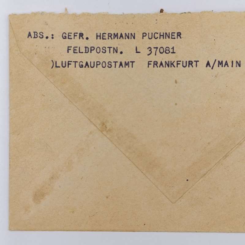 WW2 German Feldpost 37081 cover to Vienna, Austria - Posted by Hermann Puchner