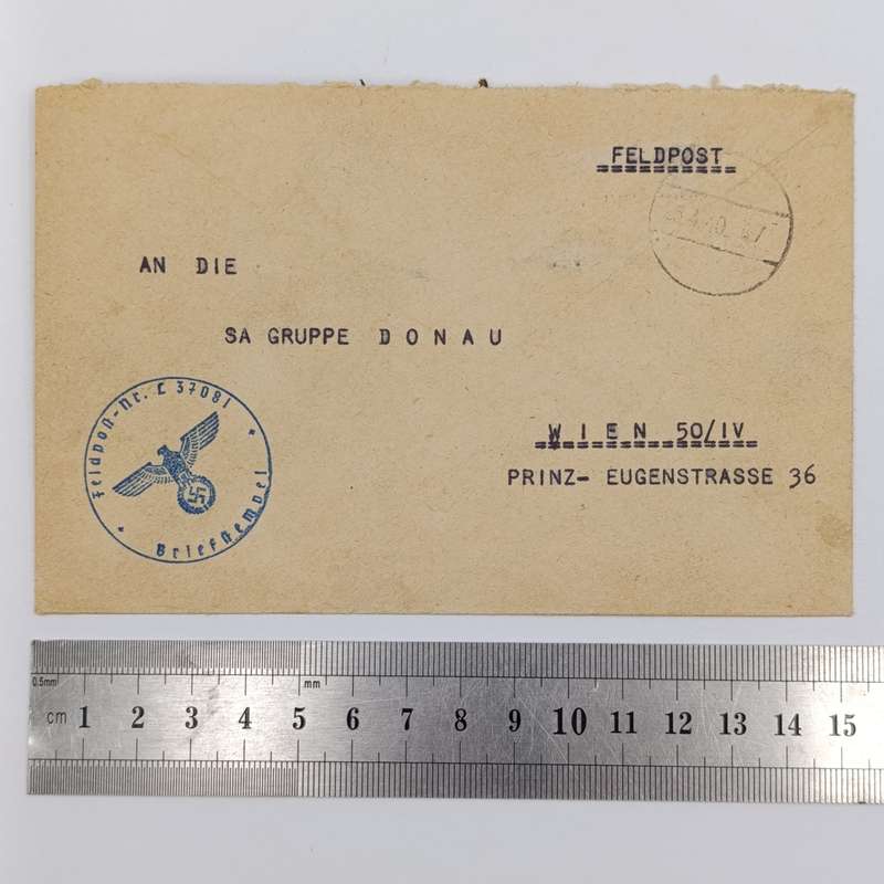 WW2 German Feldpost 37081 cover to Vienna, Austria - Posted by Hermann Puchner