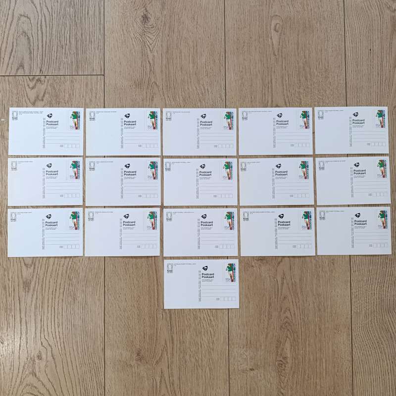 1995 Rugby world cup set of 16 postcards with teams competing