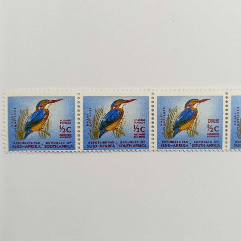 Republic of South Africa SACC 197 - 31 May 1961 definitive issue 1/2 cent stamp - strip of 5 with wh
