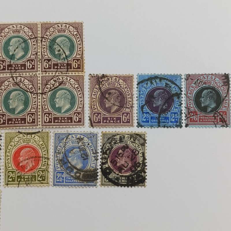 Natal Lot of 28 Natal stamps including some high face value stamps  1908-9