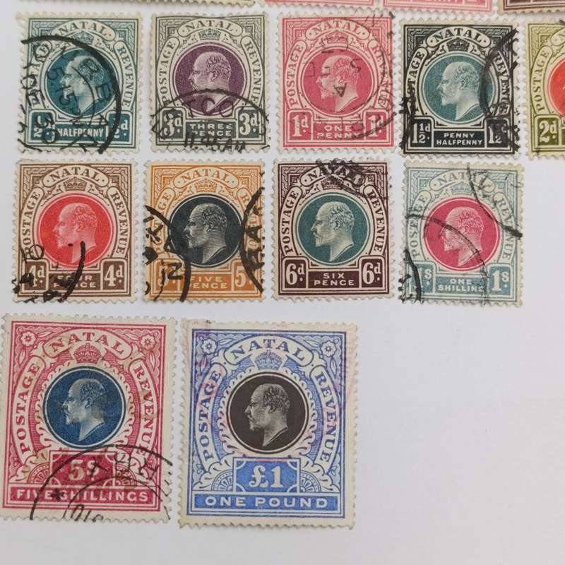 Natal Lot of 28 Natal stamps including some high face value stamps  1908-9