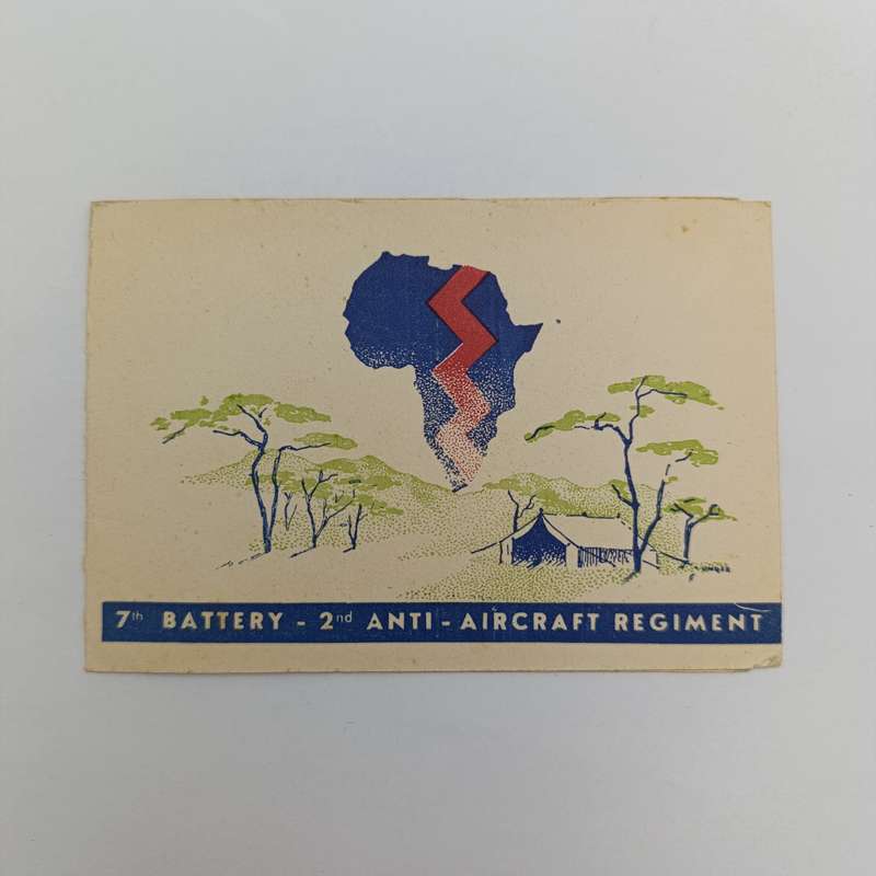 WW2 7th Battery - 2nd Anti-Aircraft  regiment 1941 Christmas card written by L/Bdr R. Lewin