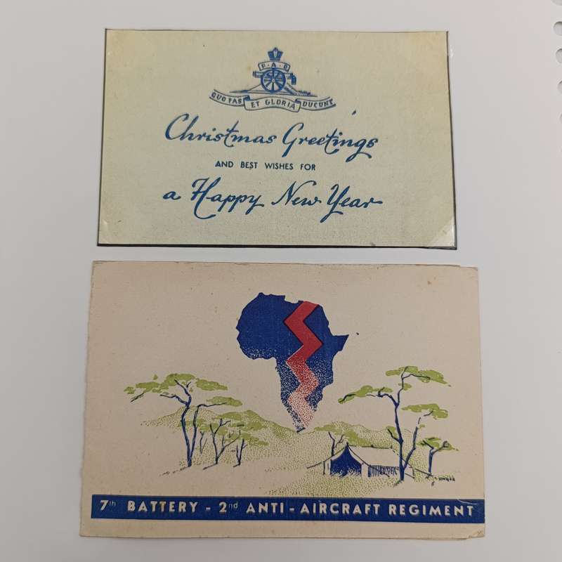 WW2 7th Battery - 2nd Anti-Aircraft  regiment 1941 Christmas card written by L/Bdr R. Lewin