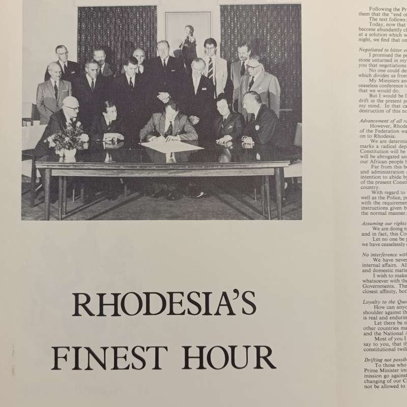 Rhodesia 11 November 1965 programme with Ian Smuts address to the nation
