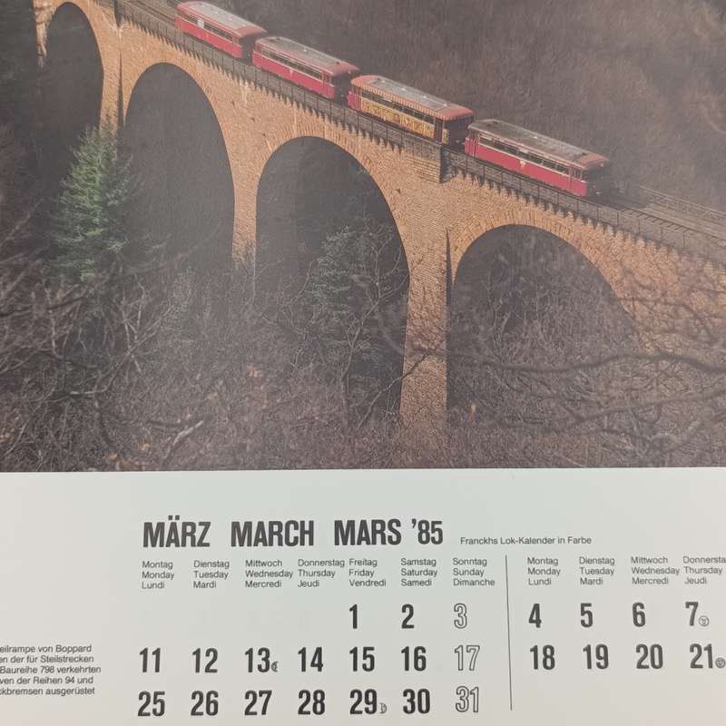 1985  German Railway themed calendar