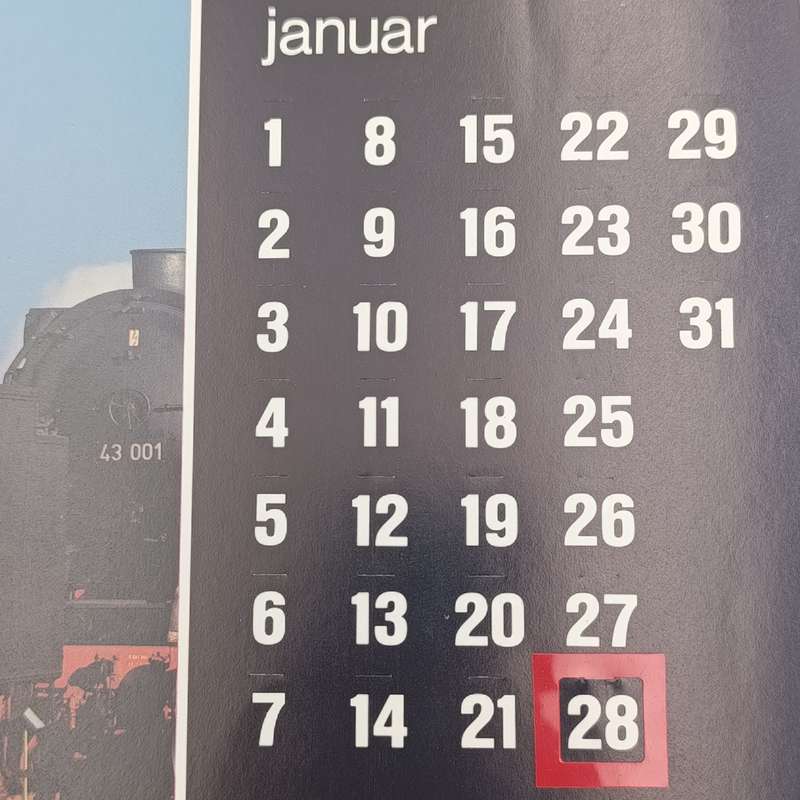 Vintage German Railways calendar - date only - no year or day