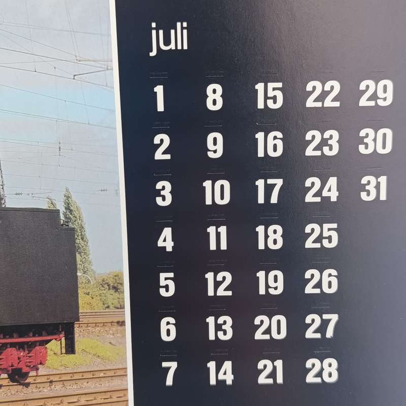 Vintage German Railways calendar - date only - no year or day