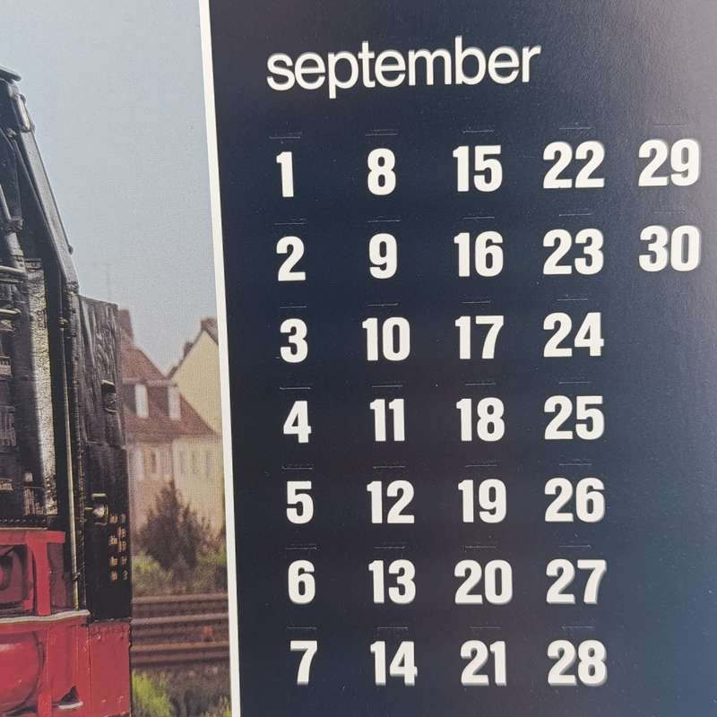 Vintage German Railways calendar - date only - no year or day