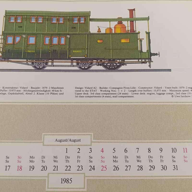1985 Veterans of the Rail Calendar by UWE Jarchow - German and English