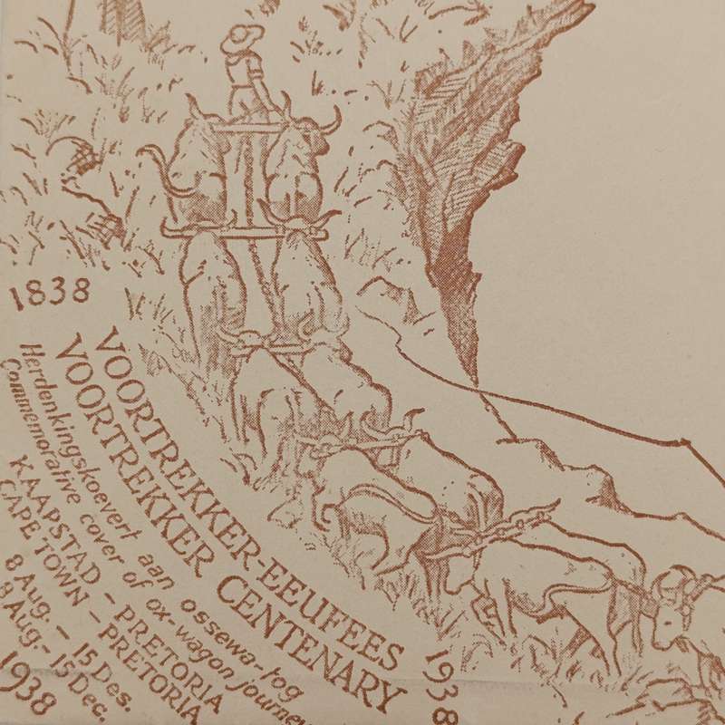 1938 South Africa voortrekker memorial fund cover with used pairs SACC51-54