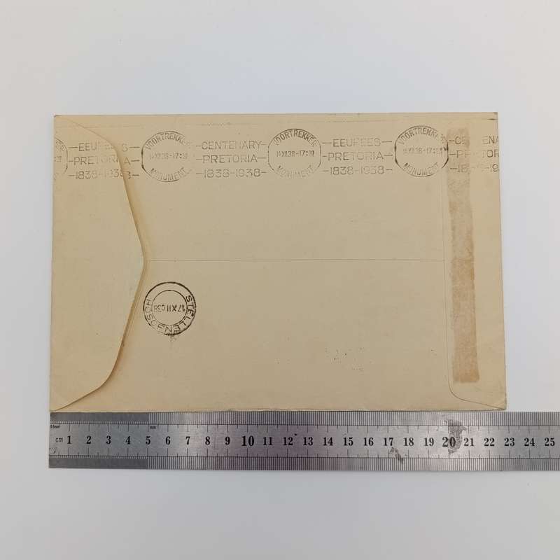 1938 South Africa voortrekker memorial fund cover with used pairs SACC51-54