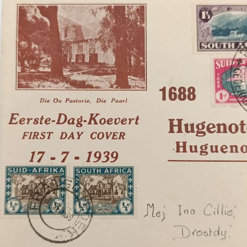 1939 South Africa Hugenot anniversary (16 Sept) set on cover