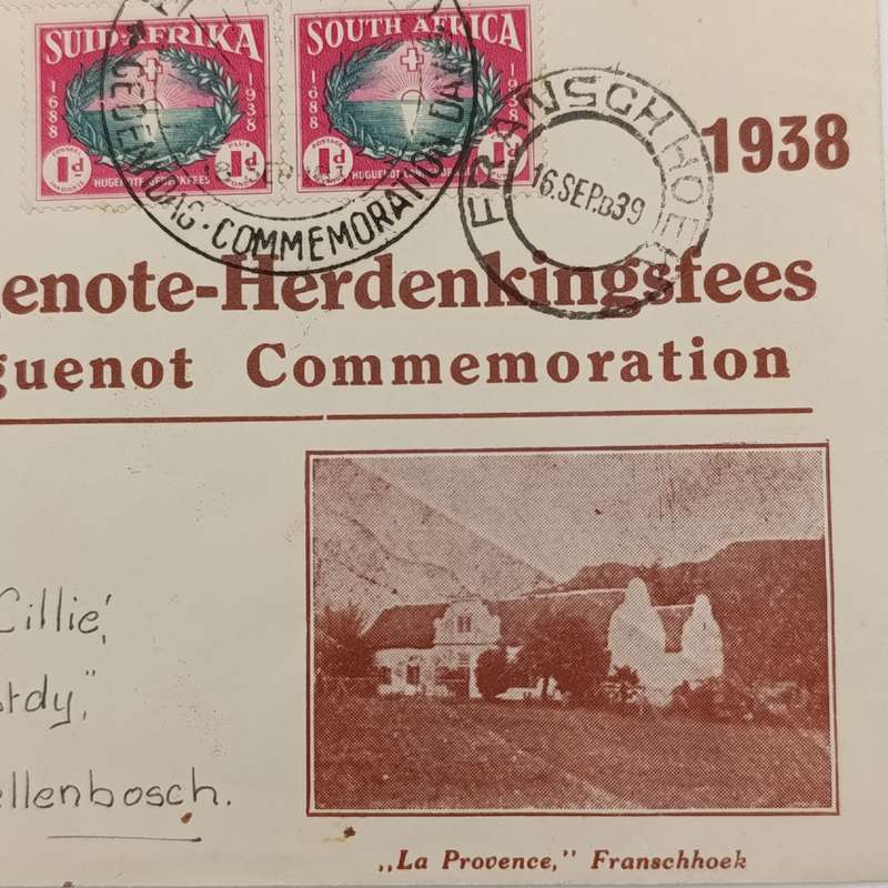 1939 South Africa Hugenot anniversary (16 Sept) set on cover