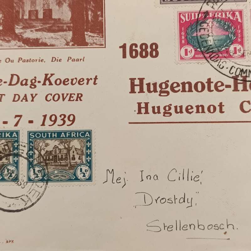 1939 South Africa Hugenot anniversary (16 Sept) set on cover