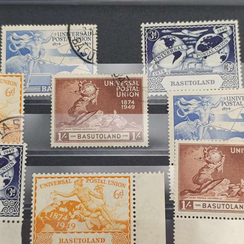 Basutoland 1949 Postal Union Anniversary set of 4 stamps in used and mint condition SACC 38-41