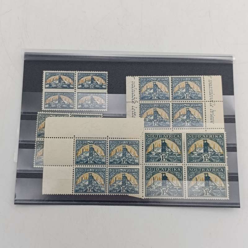 Blocks of all variations of mint stamps SACC 57 - large, medium and small printings